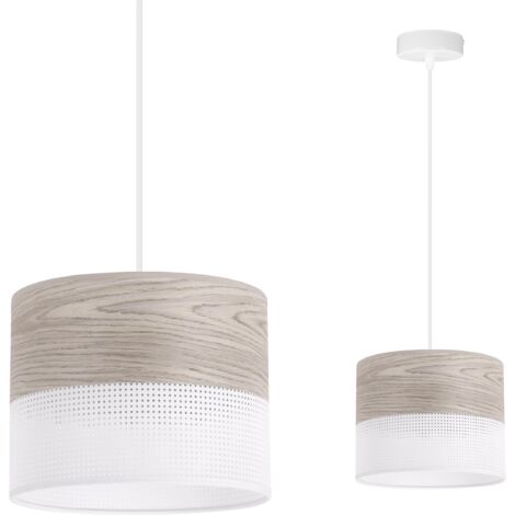 LAMPADA A SOSPENSIONE SINGOLA, PARALUME IN LEGNO IMPIALLACCIATO DI ROVERE BIANCO 20 CM