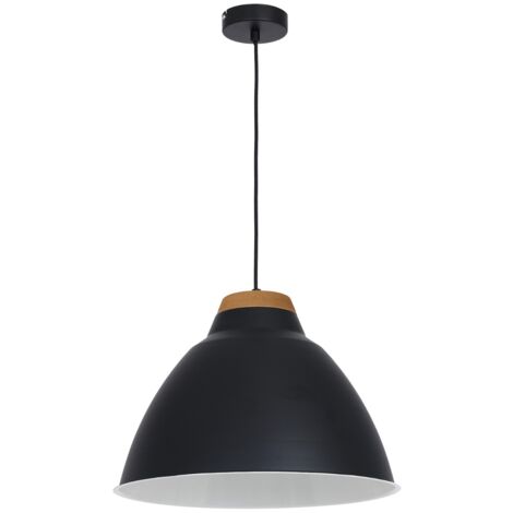 Lampada a sospensione Skal nera legno Ø40 E27 Luminex
