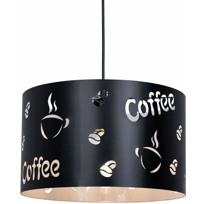 Image of Etc-shop - Lampada a sospensione soggiorno lampada da tavolo da pranzo lampada a sospensione lampada da cucina nera, con design caffè, metallo, 1x