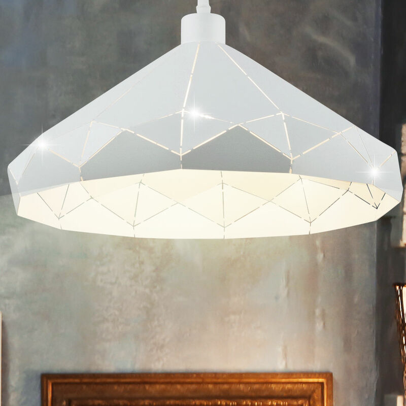 Image of Lampada a sospensione lampada da tavolo da pranzo bianca lampada da soggiorno lampada a sospensione a led, metallo bianco, 1x led bianco caldo, PxA