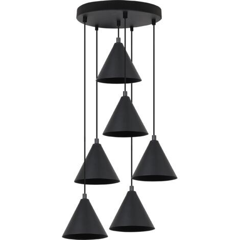 LAMPADA A SOSPENSIONE SOHO NERA 6 PIASTRE 14CM E14