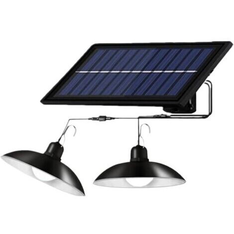 Lampada a sospensione solare, 60 LED a doppia testa con telecomando (luce calda) - ideale per casette da giardino, annessi, cortili, ecc. - 1 pezzo