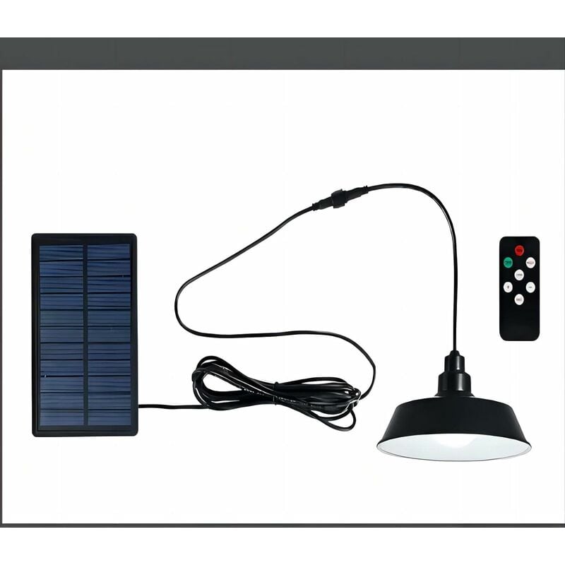 Image of Lampada a sospensione solare da esterno, capannone solare dimmerabile in 3 colori con telecomando, controllo della lampadina a LED 6500K, per