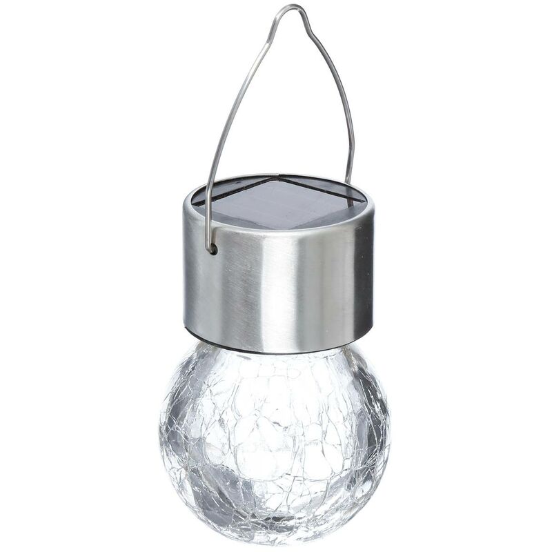 Image of Atmosphera - Lampada a sospensione marty in vetro argento d6cm - lampada a sospensione solare, sfera di vetro, piede in acciaio inossidabile,