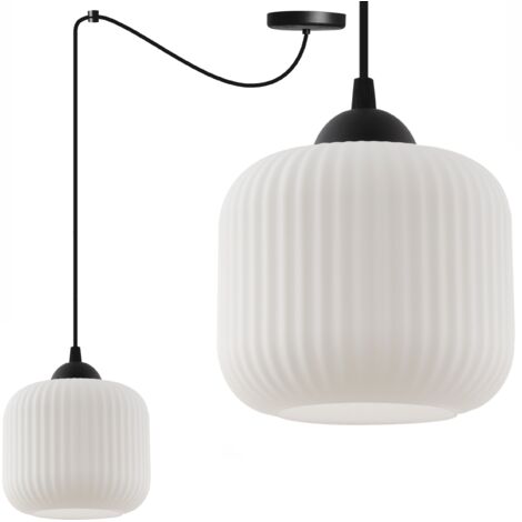 LAMPADA A SOSPENSIONE SPIDER RIFFLE NERO 1 PARALUME CILINDRICO BIANCO PIATTO E27