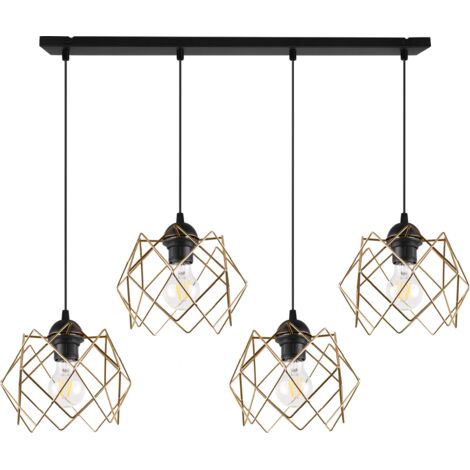 LAMPADA A SOSPENSIONE STELLA 4 PARALUME DORATO PIATTO E27