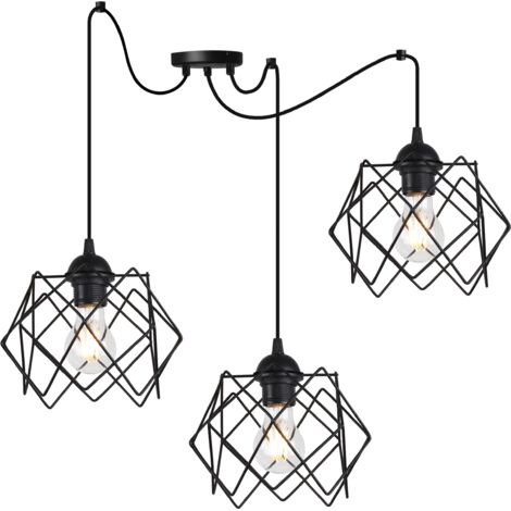 LAMPADA A SOSPENSIONE STELLA SPIDER 3 PIATTI PARALUME NERO E27