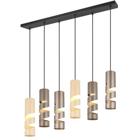 Lampada a sospensione Stream Trio, 6xGU10 spirale caffè