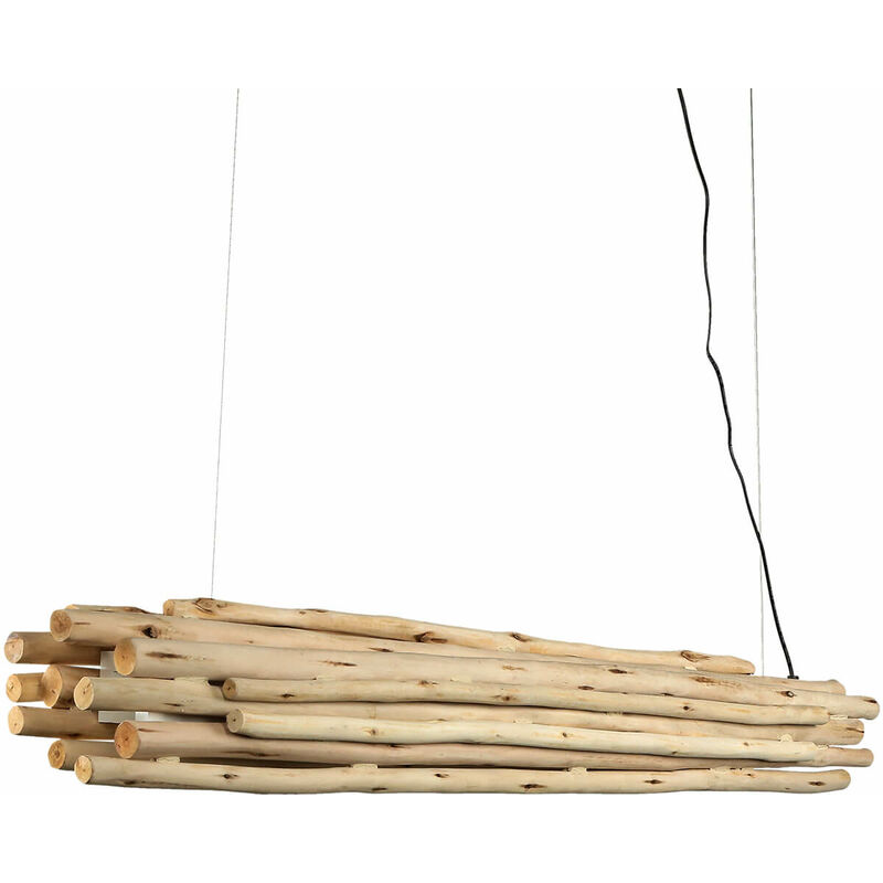 Image of Licht-erlebnisse - Lampada a sospensione surin legno di deriva 115 cm Tavolo da pranzo - Legno naturale