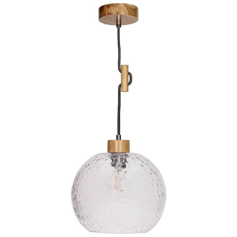 Lampada a Sospensione Svea, Legno, Metallo, Vetro