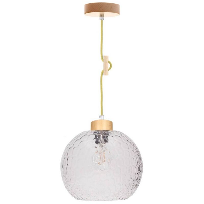 Lampada a Sospensione Svea, Legno, Metallo, Vetro