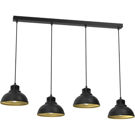 Lampada a sospensione Sven 4xE27 barra 105cm nero-oro