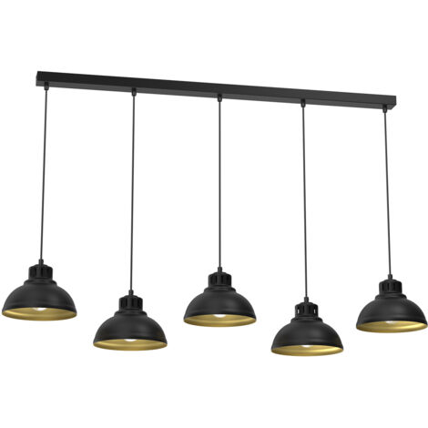 Lampada a sospensione Sven nera oro 125cm 5xE27 Luminex