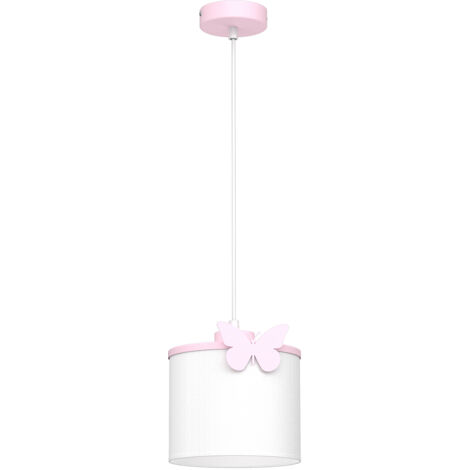 Lampada a sospensione Sweet bianca farfalla rosa E27 15W