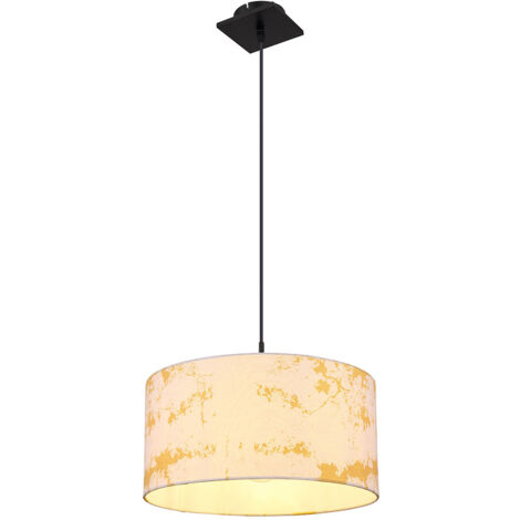 Lampada a sospensione tavolo da pranzo lampada a sospensione oro nero lampada da soggiorno, paralume in tessuto rotondo, metallo, DxH 40x150 cm