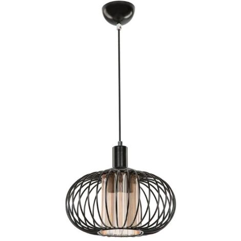 Lampada a sospensione Terla  con struttura in ferro e diffusore in vetro