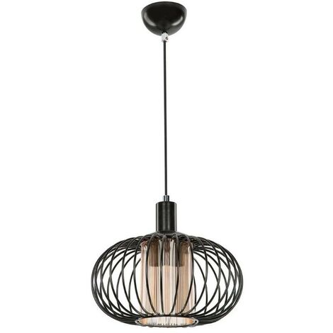 Lampada a sospensione Terla MDL3674 con struttura in ferro e diffusore in vetro EFFEZ