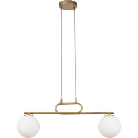 Lampada a sospensione Tes Sigma 2 luci G9 oro e vetro