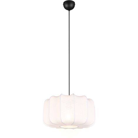 Lampada a sospensione, tessuto e metallo, bianco e nero, D 40 cm, Madeline