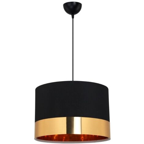 Lampada a sospensione tessuto nero fascia oro Alfina ASZ1665