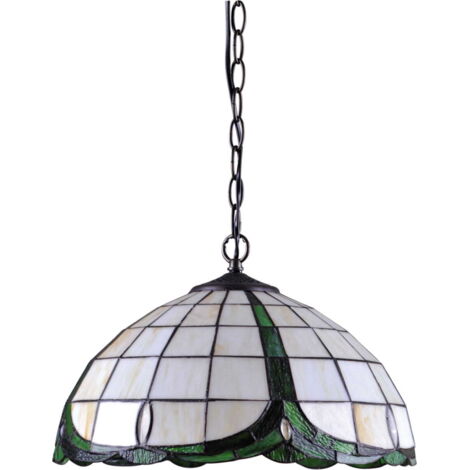 Lampada a sospensione Tiffany bianco-verde Kaja PAPI Ø40