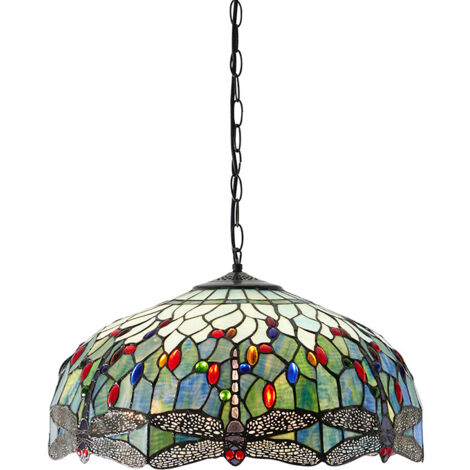 Lampada a sospensione Tiffany Dragonfly blu 3xE27 60W