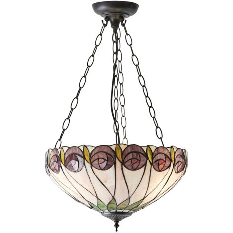 Lampada a sospensione Tiffany Hutchinson rose vetro 3xE27