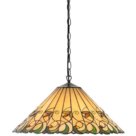 Lampada a sospensione Tiffany Jamelia vetro ambra 3xE27