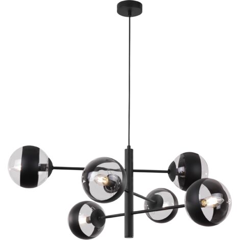 LAMPADA A SOSPENSIONE TOLEDO NERA 6 PARALUME NERO PIATTO E14