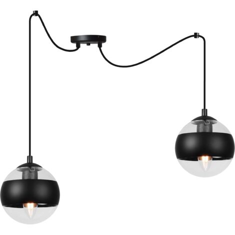 LAMPADA A SOSPENSIONE TOLEDO SPIDER NERA 2 PARALUME NERO PIATTO E14