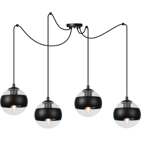 LAMPADA A SOSPENSIONE TOLEDO SPIDER NERA 4 PARALUME NERO PIATTO E14