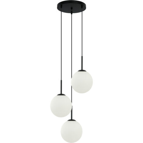 Lampada a sospensione tonda nera Ø40 3 globi E27 Italux