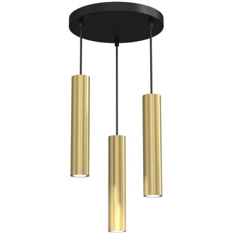 Lampada a sospensione tonda ottone/nera 3xGU10 Raito