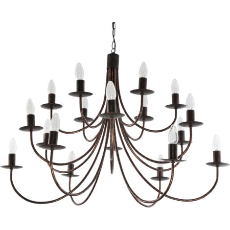 Lampada a sospensione tradizionale, candeliere, nero, oro antico, LUMEN OLD 710/18