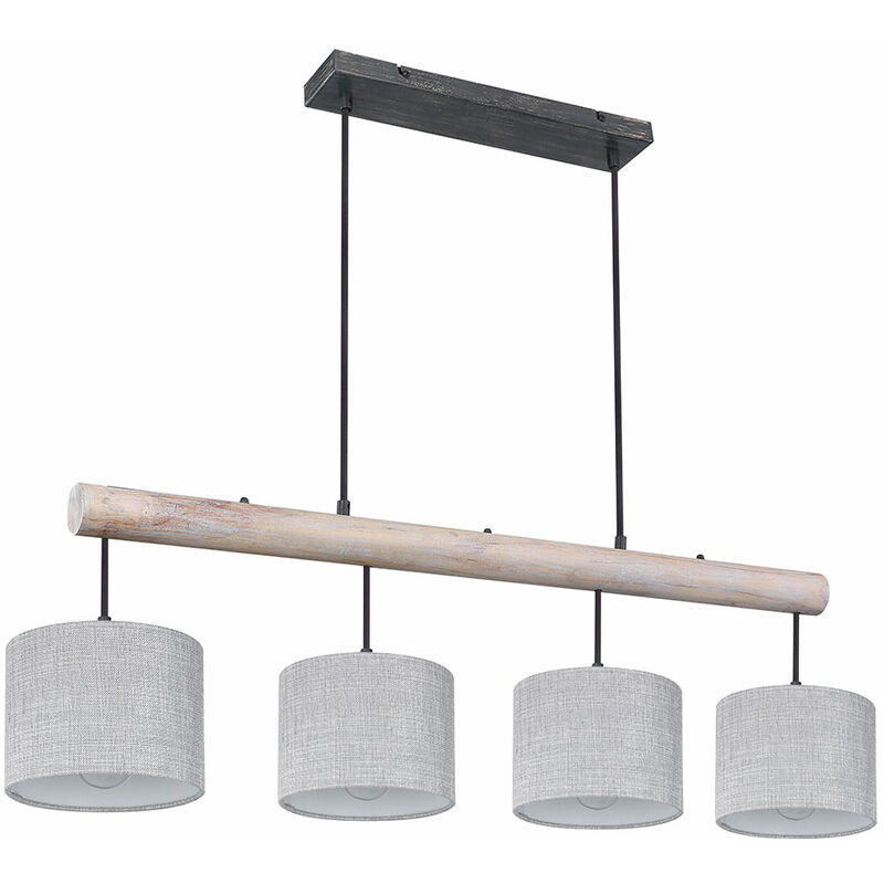 Image of Etc-shop - Lampada a sospensione trave in legno Lampada da sala da pranzo ad altezza regolabile lampada a sospensione in legno tavolo da pranzo
