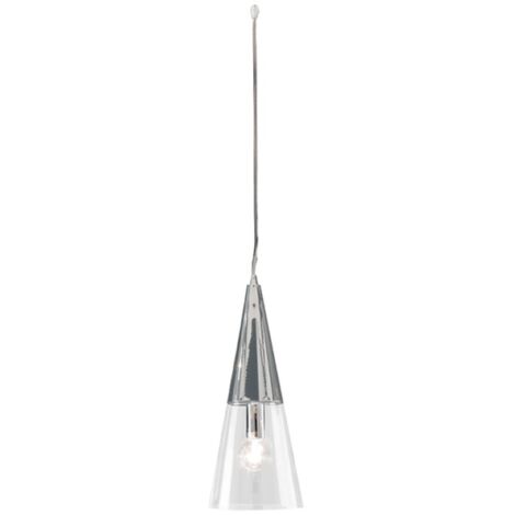 Lampada a sospensione TRENTO 15 cm con diffusore in vetro soffiato Cromo