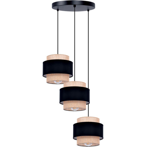 Lampada a sospensione tripla E27 nero/beige Kaja Diuna