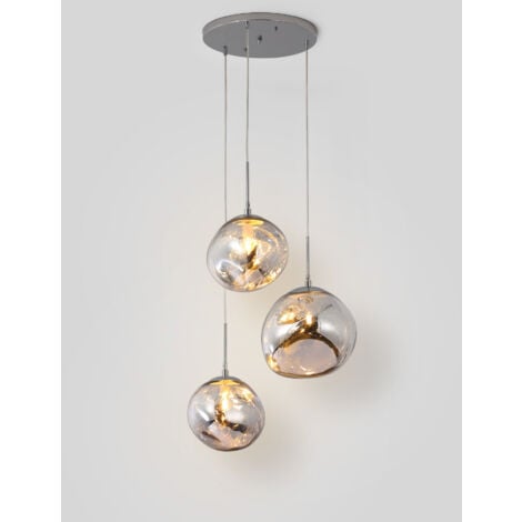 BARCELONA LED Lampada a sospensione tripla in cristallo "KADNIS" - 3 x E27