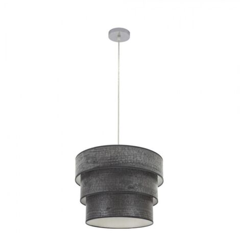 Lampada a sospensione tripla smile 1xe27 cromo/nero legno regx40x40 cm