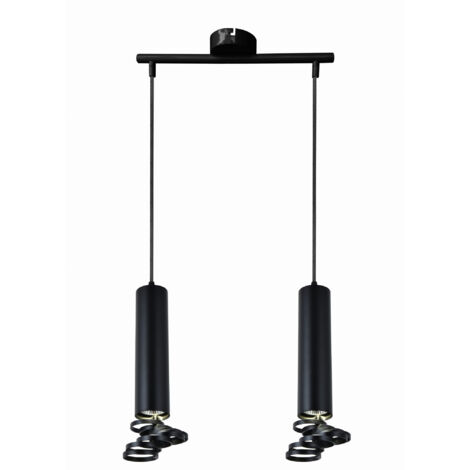 Lampada a sospensione Tuba Candellux nera 2xGU10 Ø6 cm