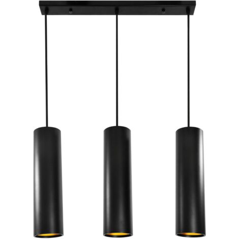 Lampada a sospensione tubi LATI 3xGU10 nero/oro Polux