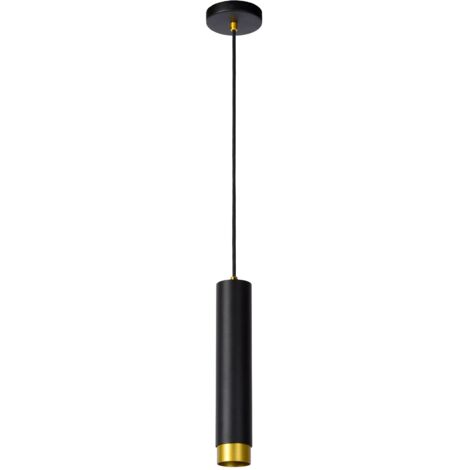 Lampada a sospensione tubo nera oro FLORIS Lucide GU10