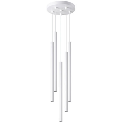 Lampada a sospensione tubolare bianca, cinque lampadine, PASTELLO 5xG9 8W SL.1175 Sollux Lighting