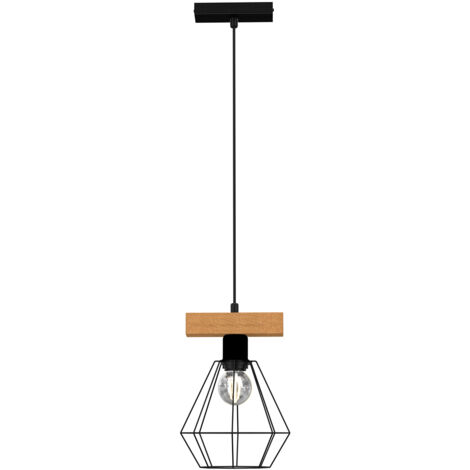 Lampada a sospensione Vastra nera legno E27 Luminex