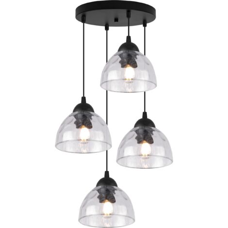 LAMPADA A SOSPENSIONE VENICE 4 PARALUMI PIATTI TRASPARENTI E27