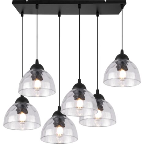 LAMPADA A SOSPENSIONE VENICE 6 PARALUMI PIATTI TRASPARENTI E27