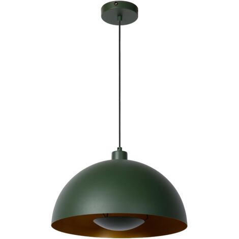 Lampada a sospensione verde interno oro Siemon E27 Lucide