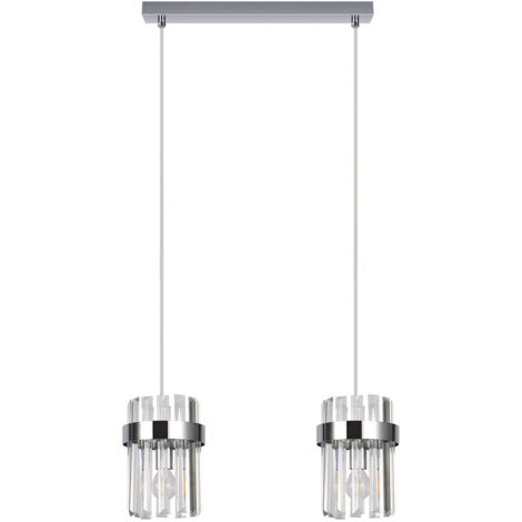 Lampada a sospensione Vetro cromata 40cm vetro 2xE14