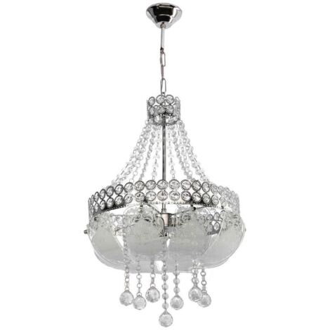 Lampada a sospensione vetro decorato e pietre effetto cristallo Sare MDL3550 colore argento