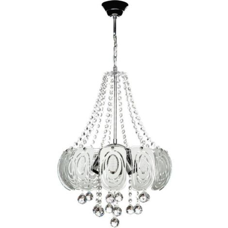 Lampada a sospensione vetro decorato e pietre effetto cristallo Yon MDL3973 colore argento